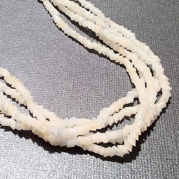 Vintage Diagonal Cut Opalescent Tube Bead Multi-Strand Necklace - Picture 2 of 7